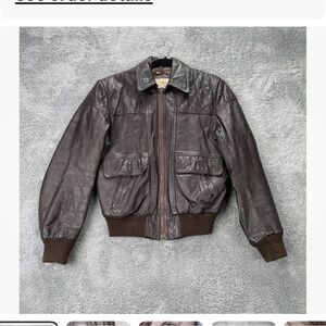Vintage Unisex Brown Leather Bomber Jacket size Small